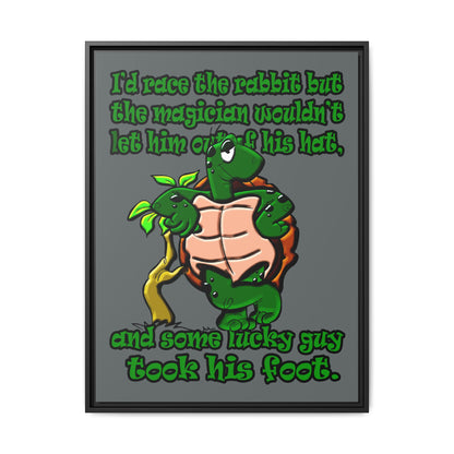 turtle race - framed canvas art (dark grey)