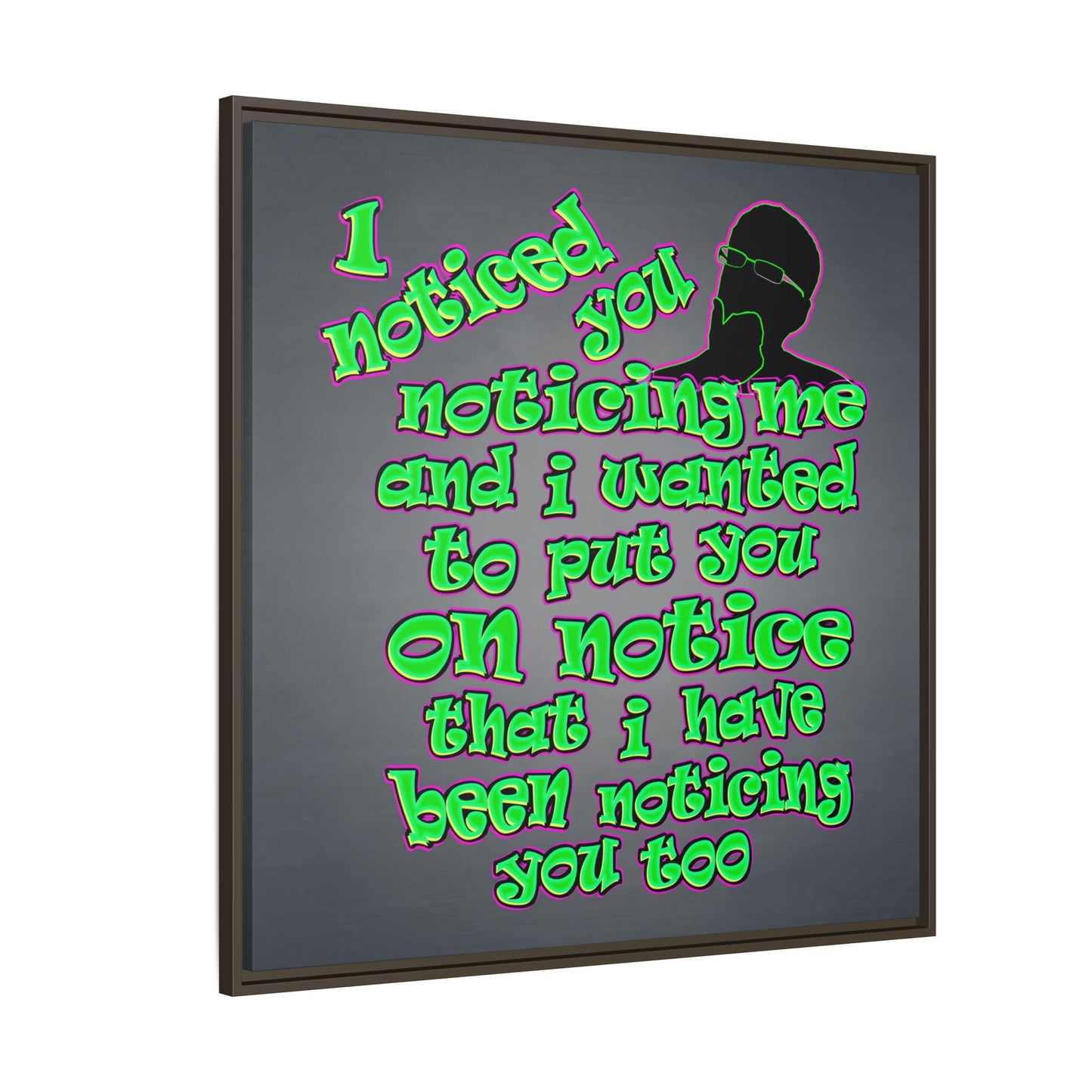 noticed you noticing - framed canvas art (grey-light grey)