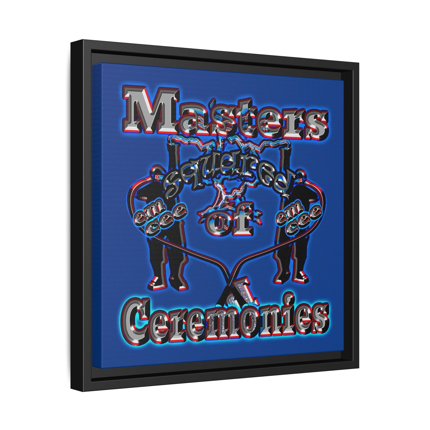 em cee squared - framed canvas art (dark blue)