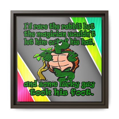 turtle race - framed canvas art (rainbow split)