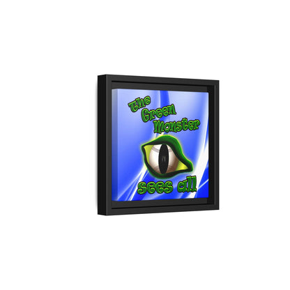 green monster - framed canvas art (blue-white wave)
