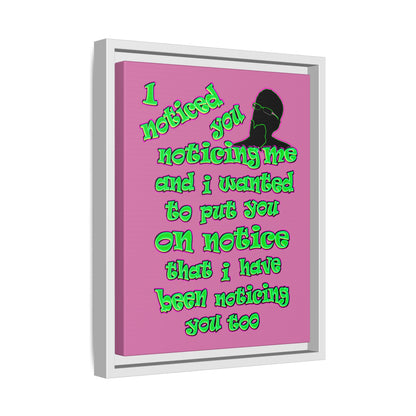 noticed you noticing - framed canvas art (light pink)
