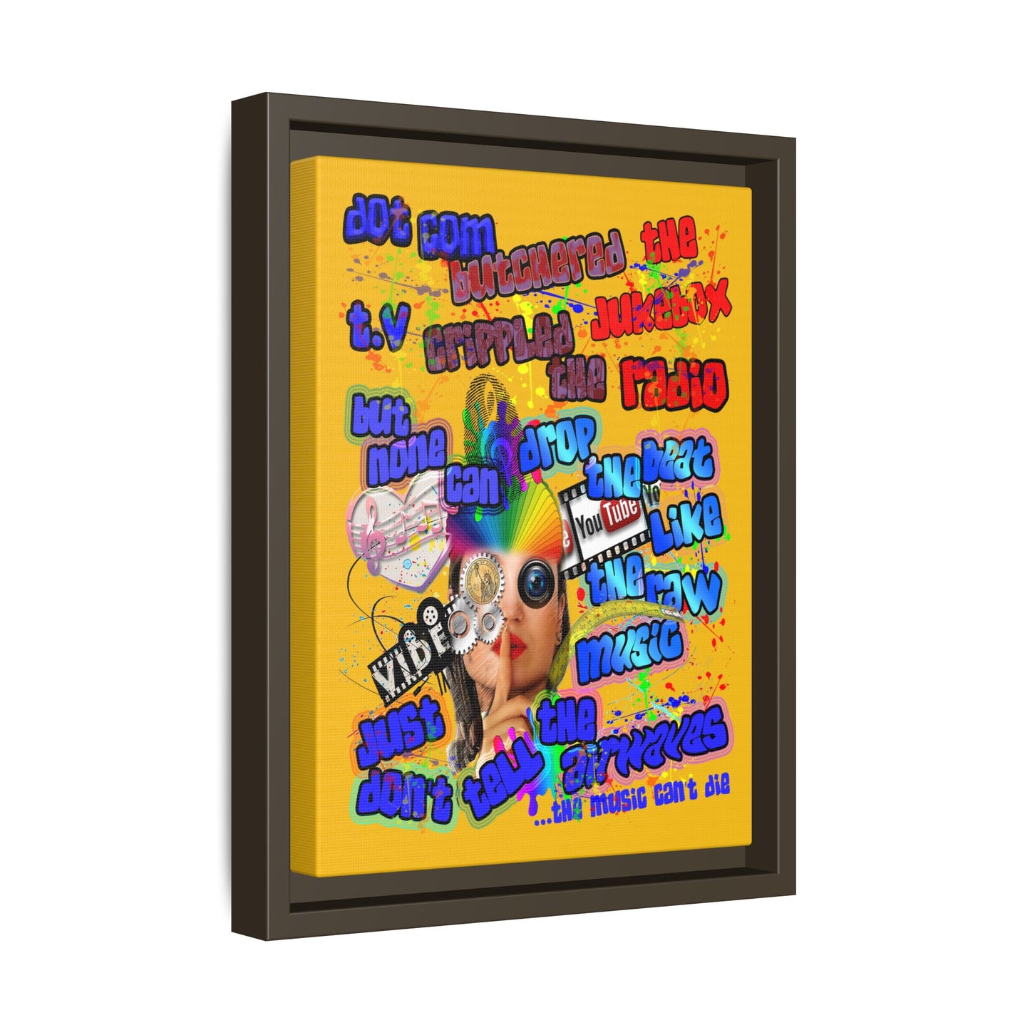 drop the beat - framed canvas art (yellow)