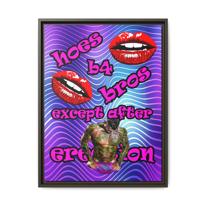 hoes b4 bros - framed canvas art (purple wave)