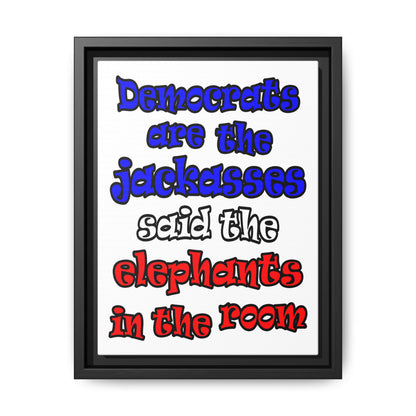 donkeys and elephants - framed canvas art (white)