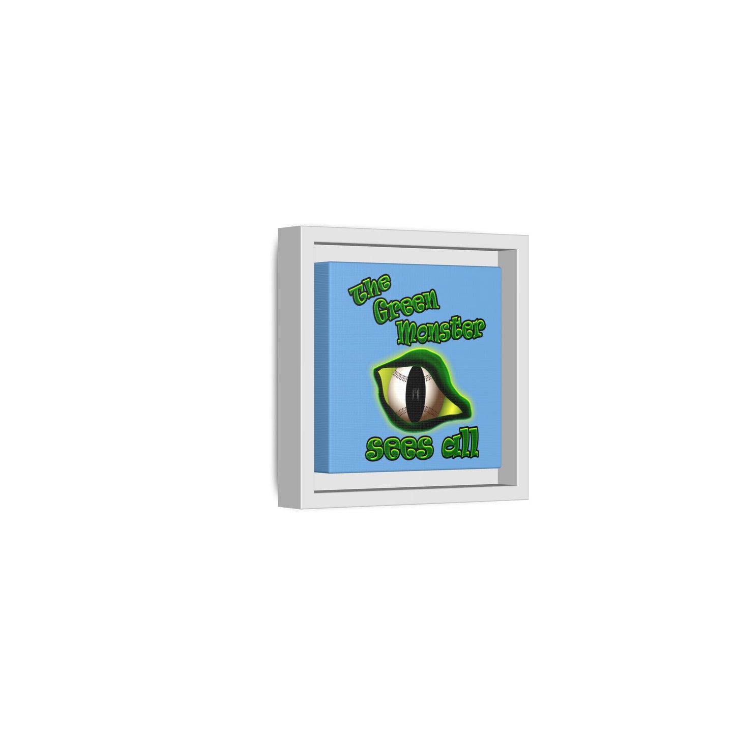 green monster - framed canvas art (light blue)