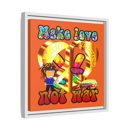 love peace - framed canvas art (orange)