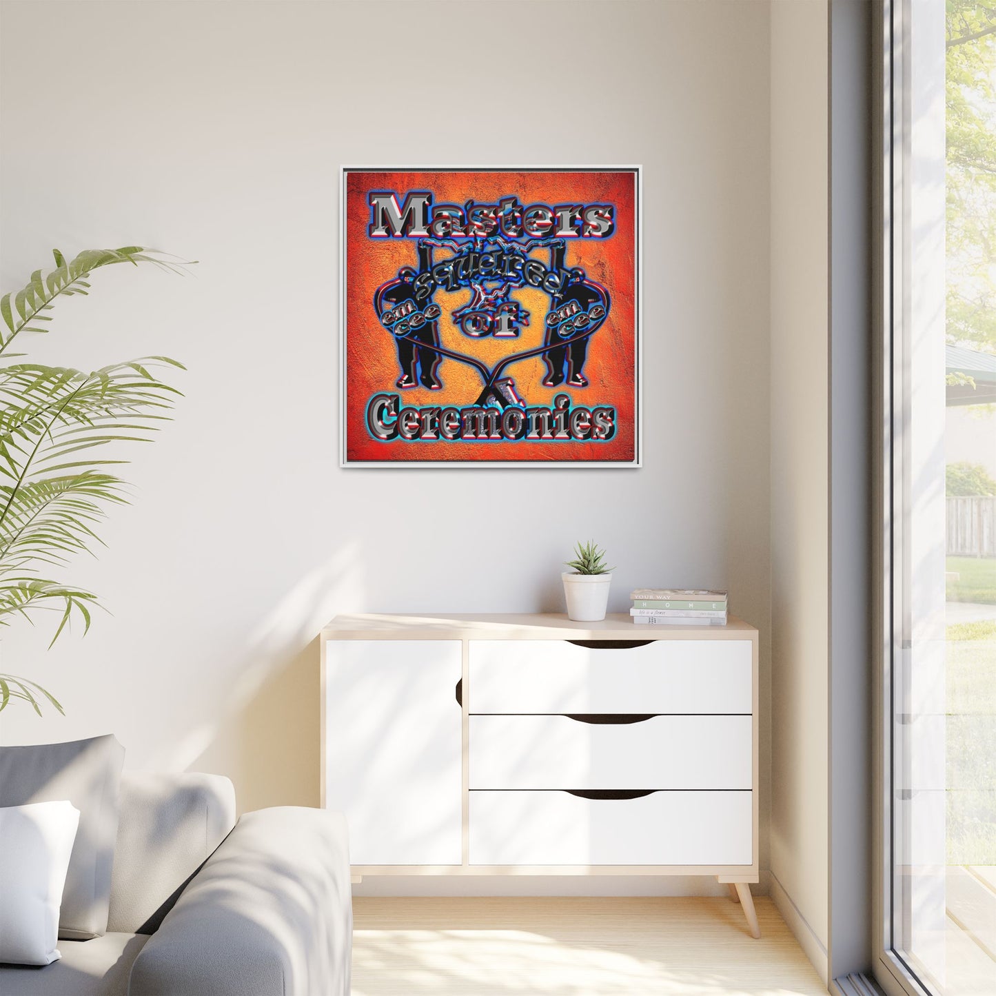 em cee squared - framed canvas art (burnt orange)