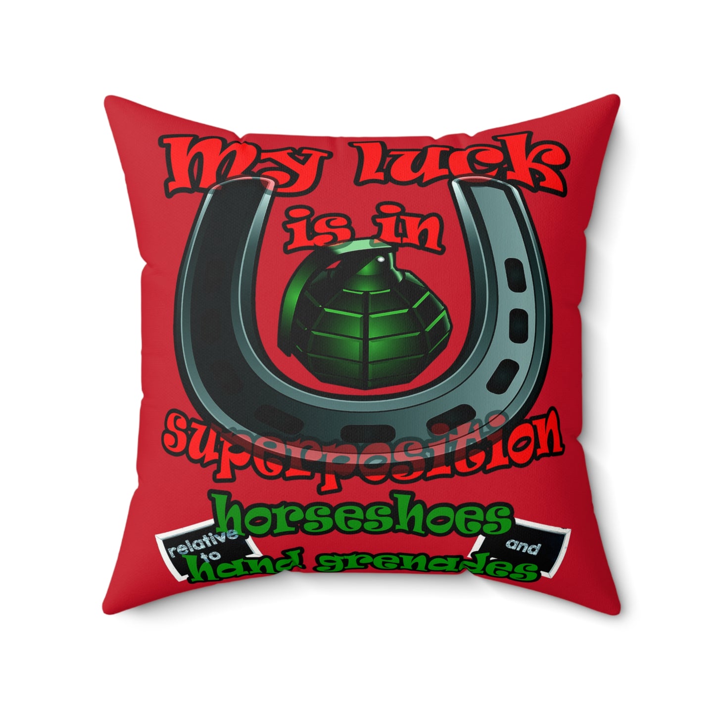 my luck - Faux Suede Square Pillow - (dark red)