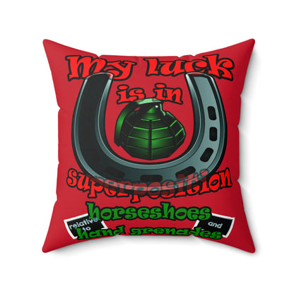 my luck - Faux Suede Square Pillow - (dark red)