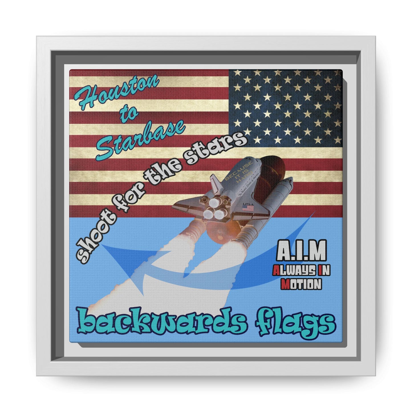shoot for the stars - framed canvas art (light blue)