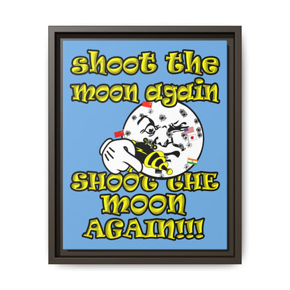 shoot the moon again - framed canvas art (light blue)