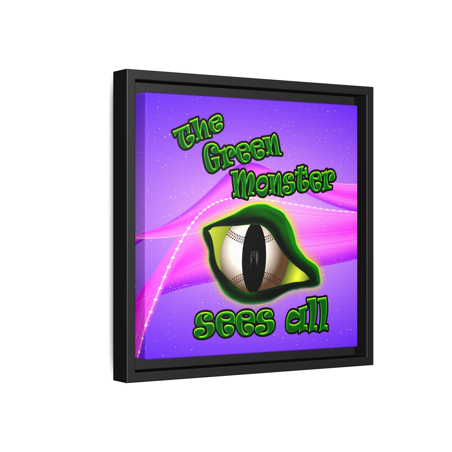 green monster - framed canvas art (purple-pink wave)