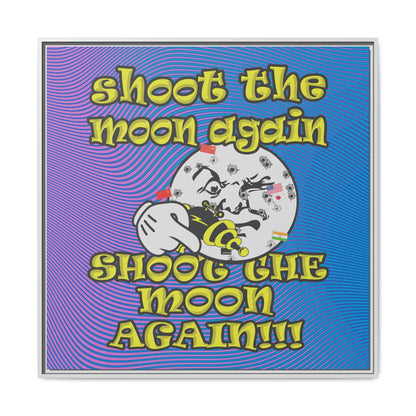 shoot the moon again - framed canvas art (light blue-purple wave)