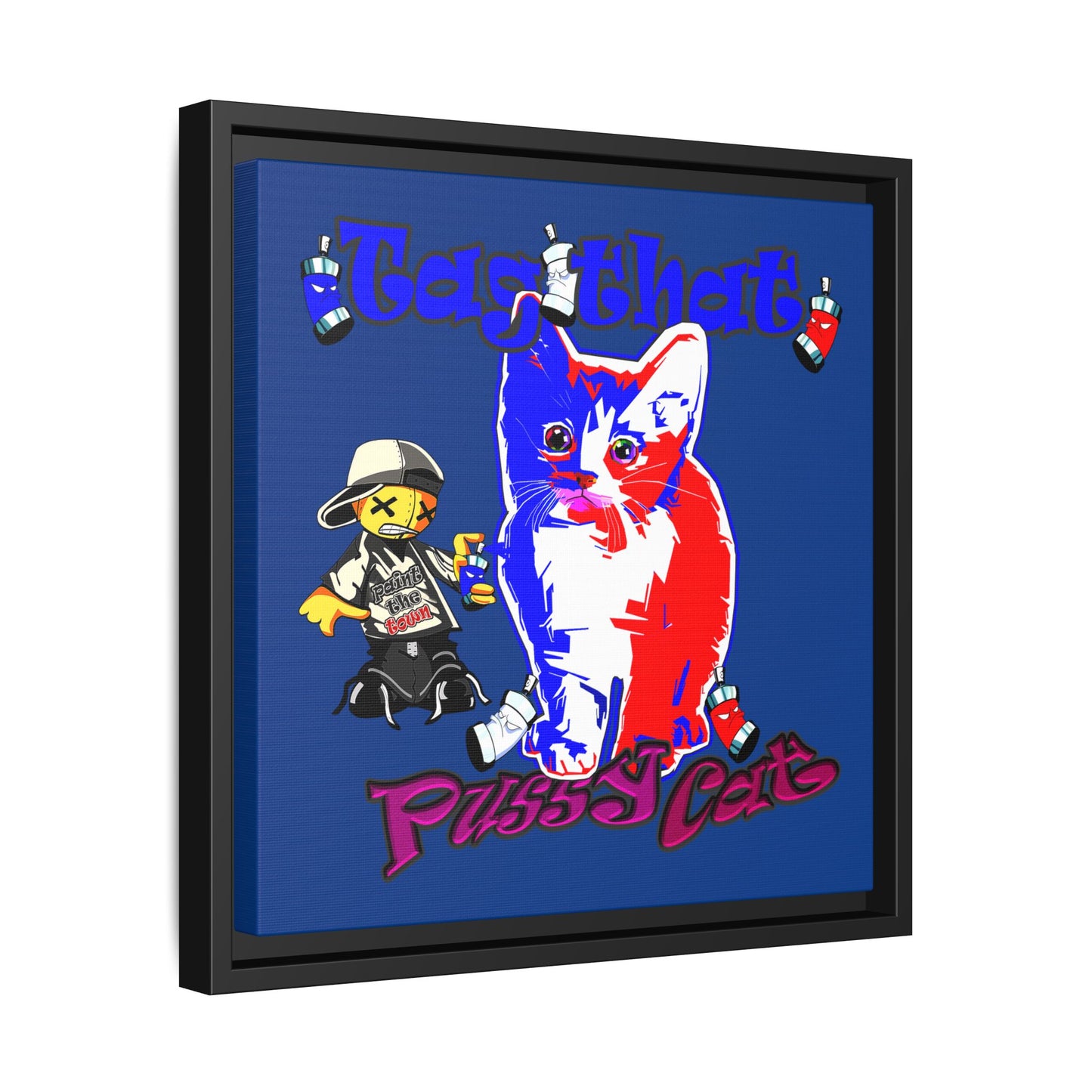 tag that - framed canvas art (dark blue)