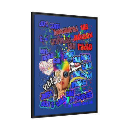 drop the beat - framed canvas art (dark blue)