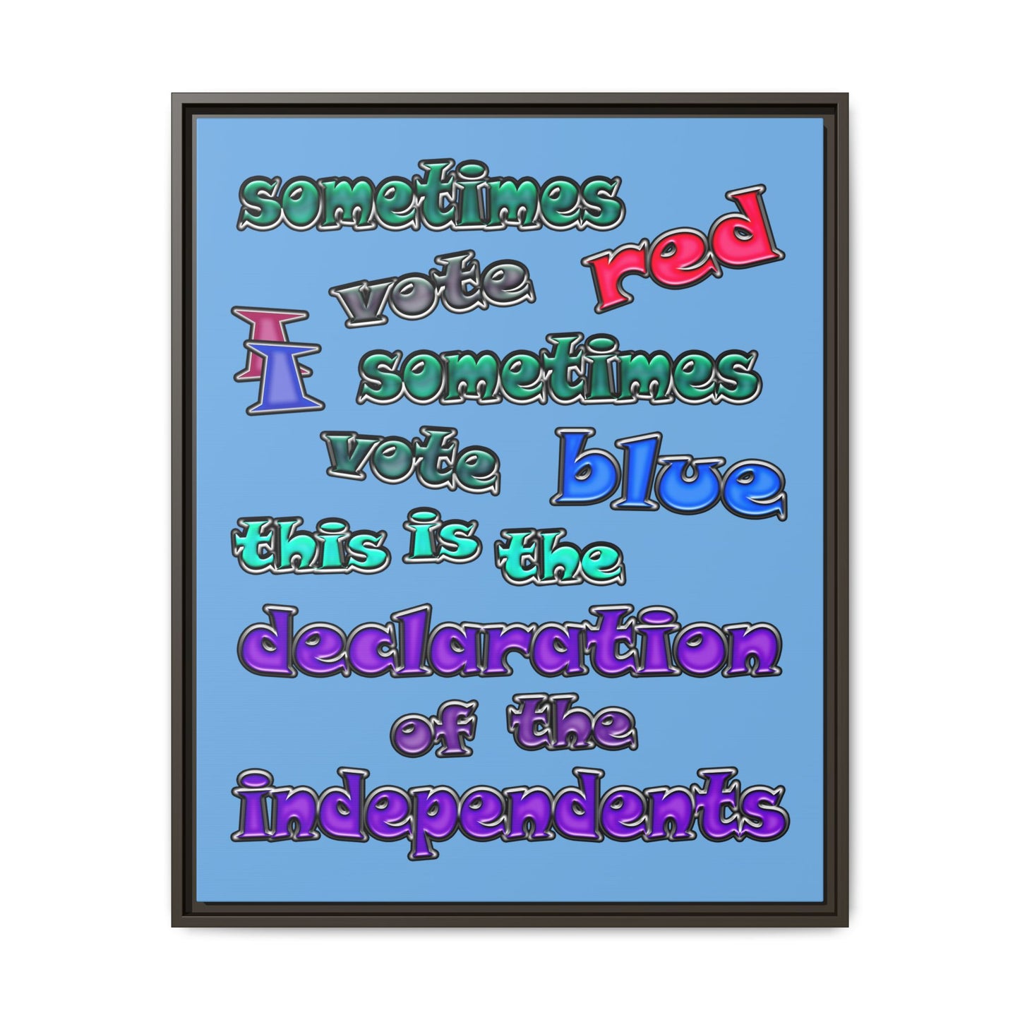 declaration of the independents - framed canvas art (light blue)