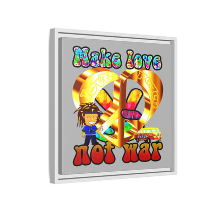 love peace - framed canvas art (light grey)