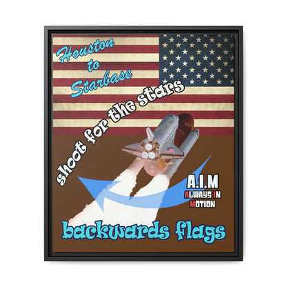 shoot for the stars - framed canvas art (brown)