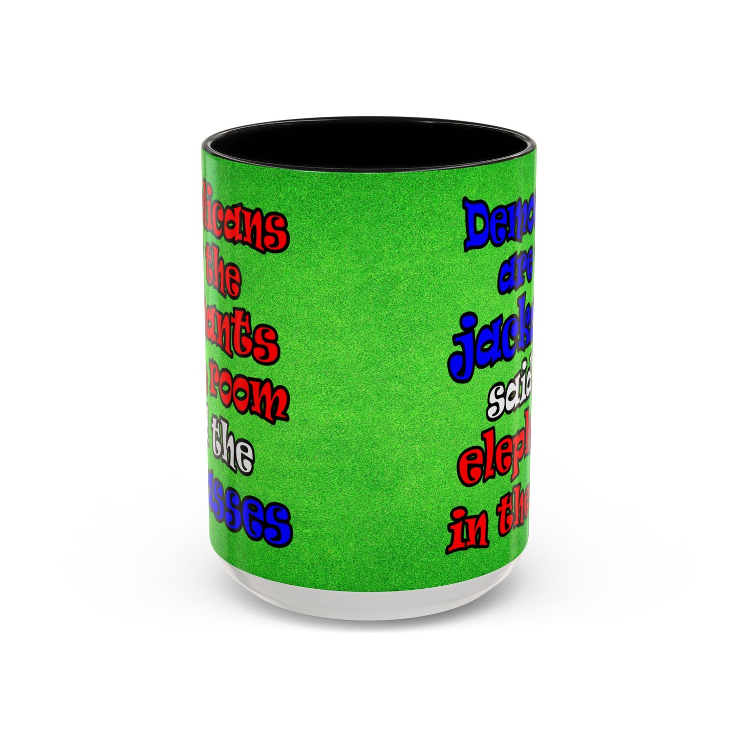 donkeys and elephants - Accent Mug (green turf)