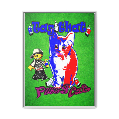 tag that - framed canvas art (green turf)