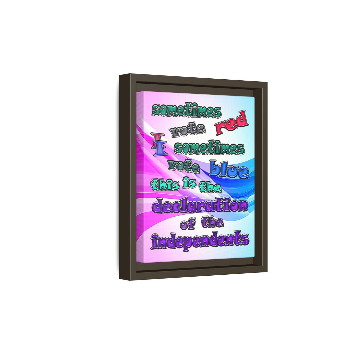 declaration of the independents - framed canvas art (light blue-pink wave)