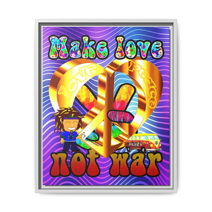 love peace - framed canvas art (purple wave)