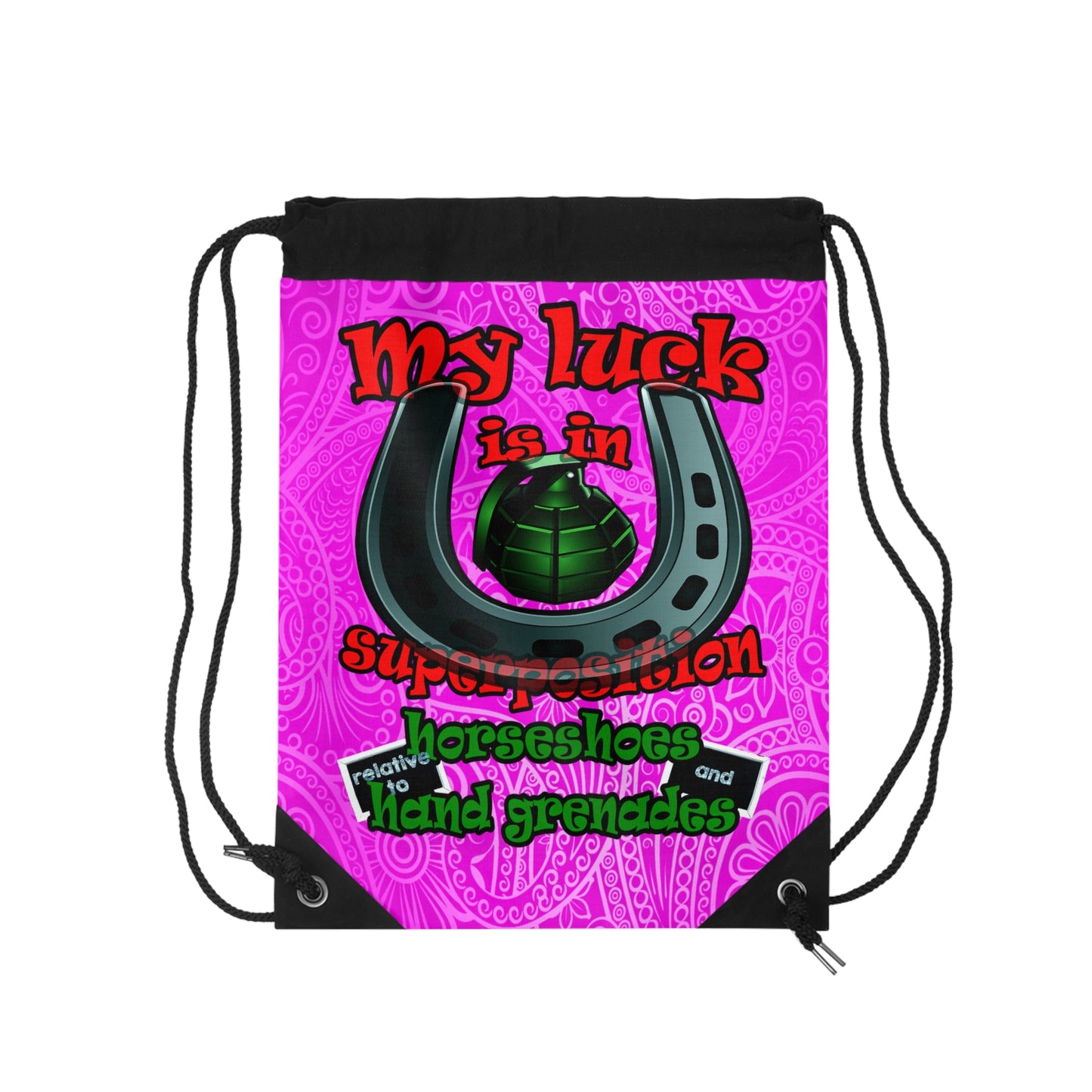 my luck - Drawstring Bag (pink swirl)