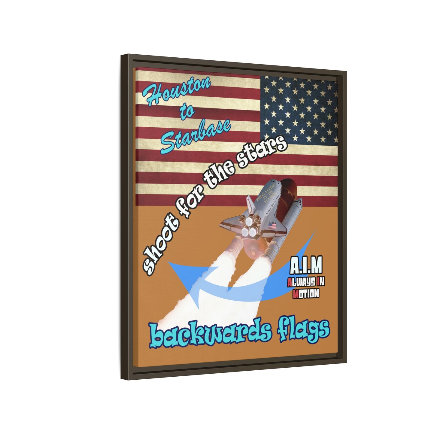 shoot for the stars - framed canvas art (light brown)