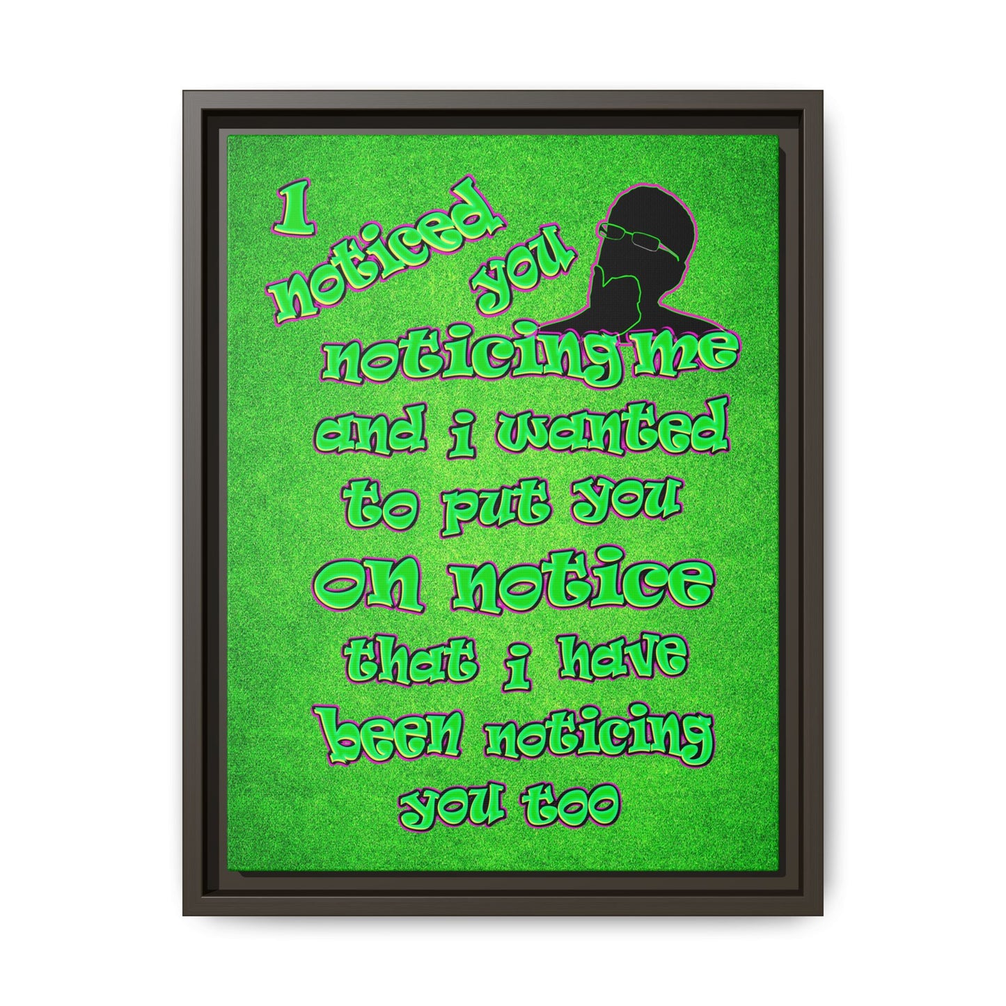 noticed you noticing - framed canvas art (green turf)