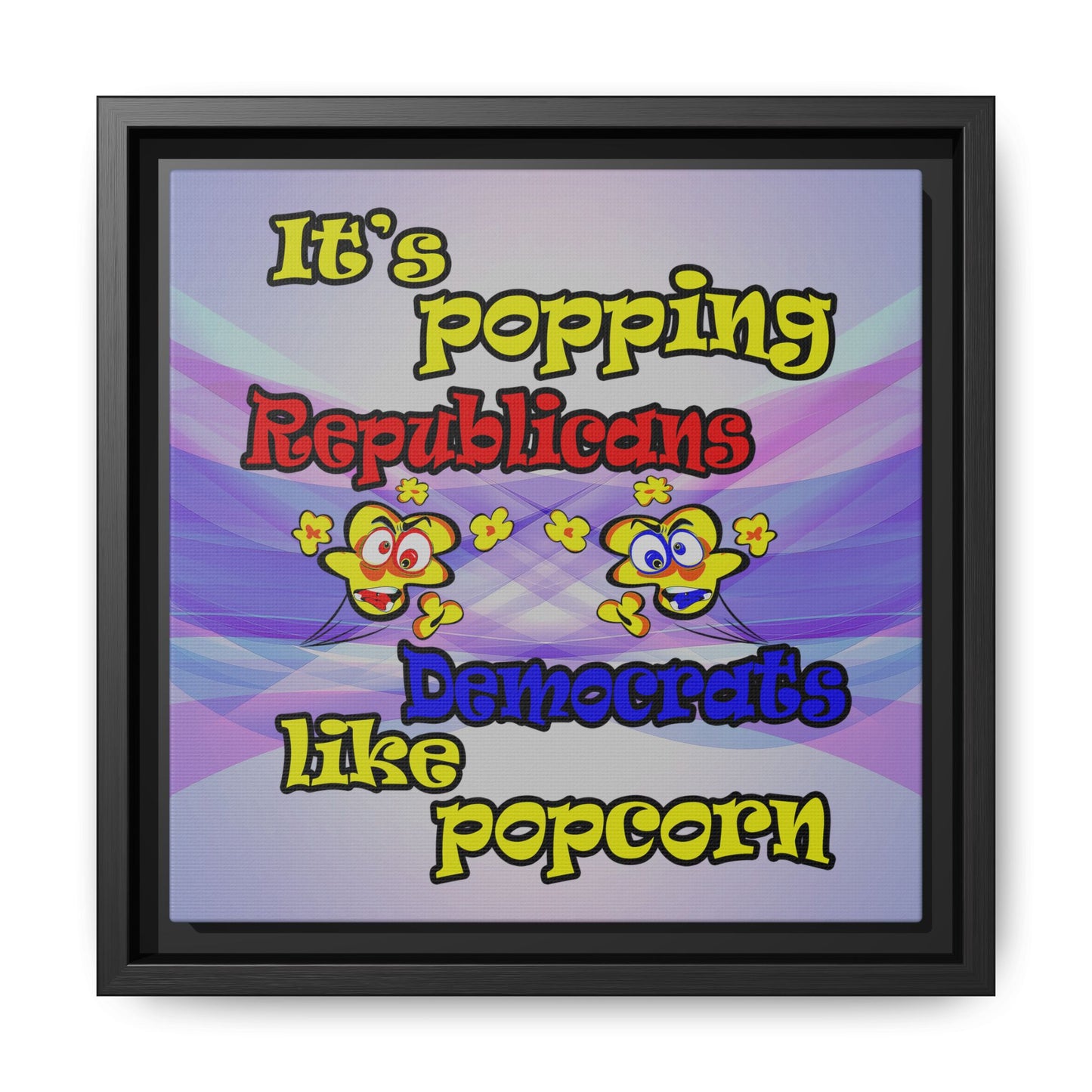 popping like popcorn - framed canvas art (light blue-pink wave)