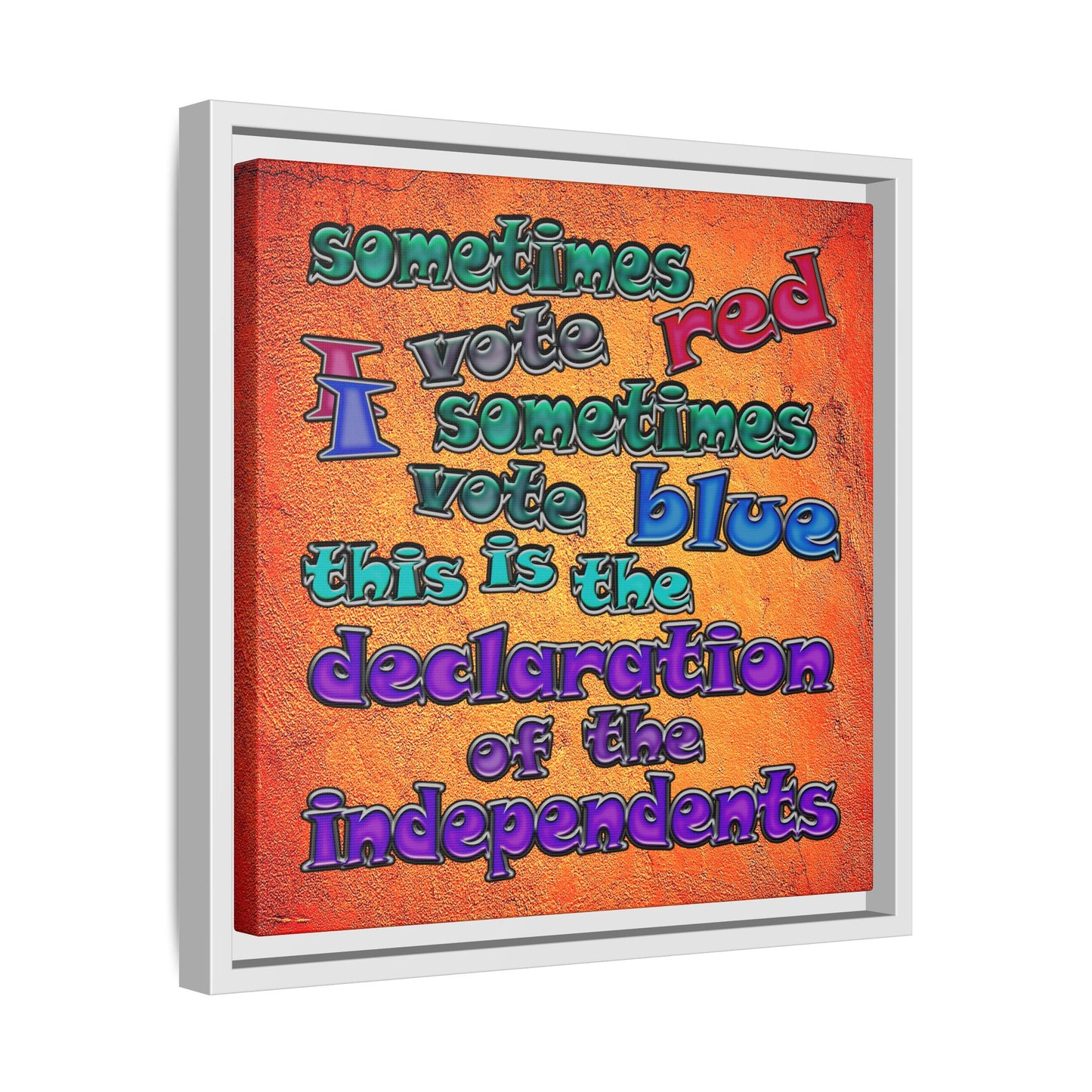 declaration of the independents - framed canvas art (burnt orange)