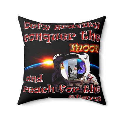 defy conquer reach - Spun Polyester Square Pillow - (black)