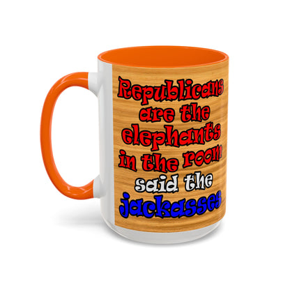 donkeys and elephants - Accent Mug (butterscotch wood finish)