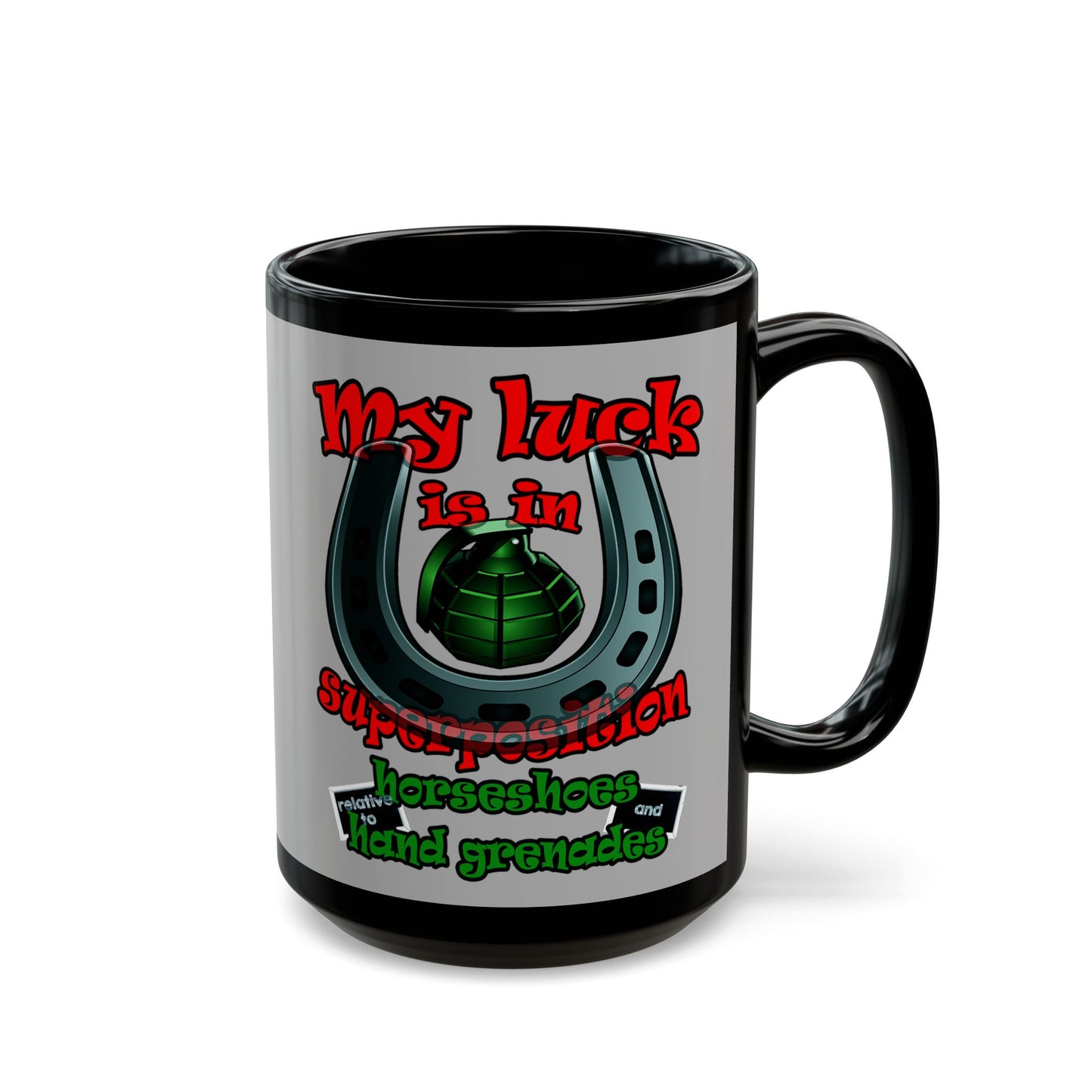 my luck - Black Mug (light grey)