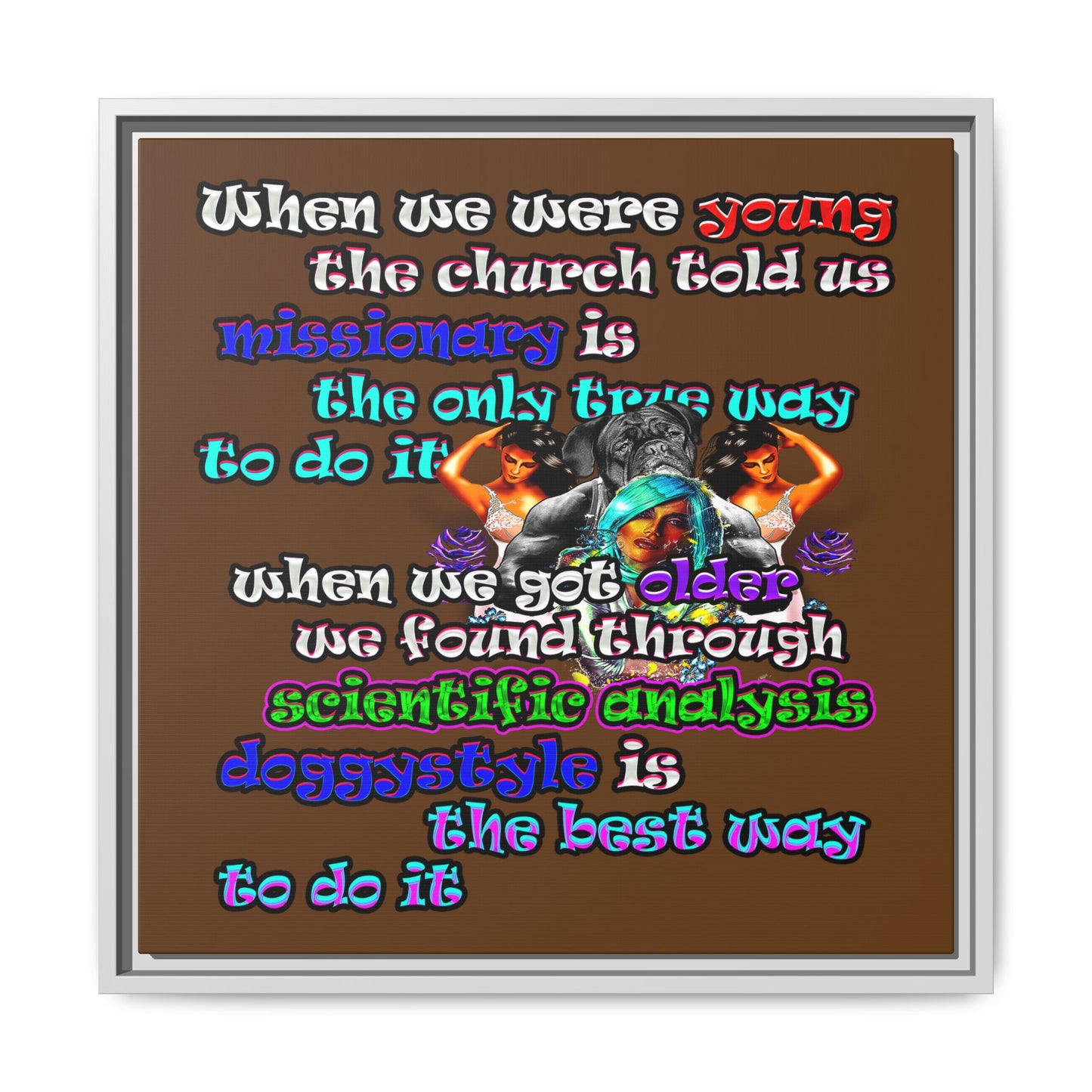 doggystyle - framed canvas art (brown)