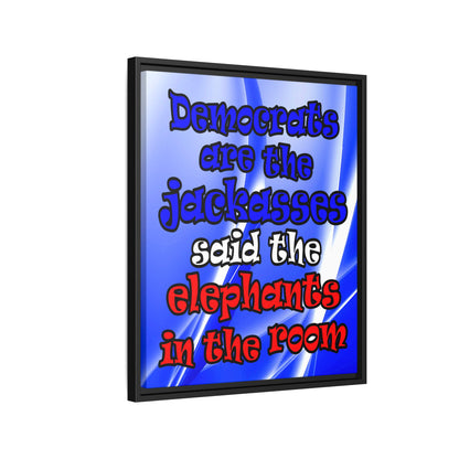 donkeys and elephants - framed canvas art (blue-white wave)