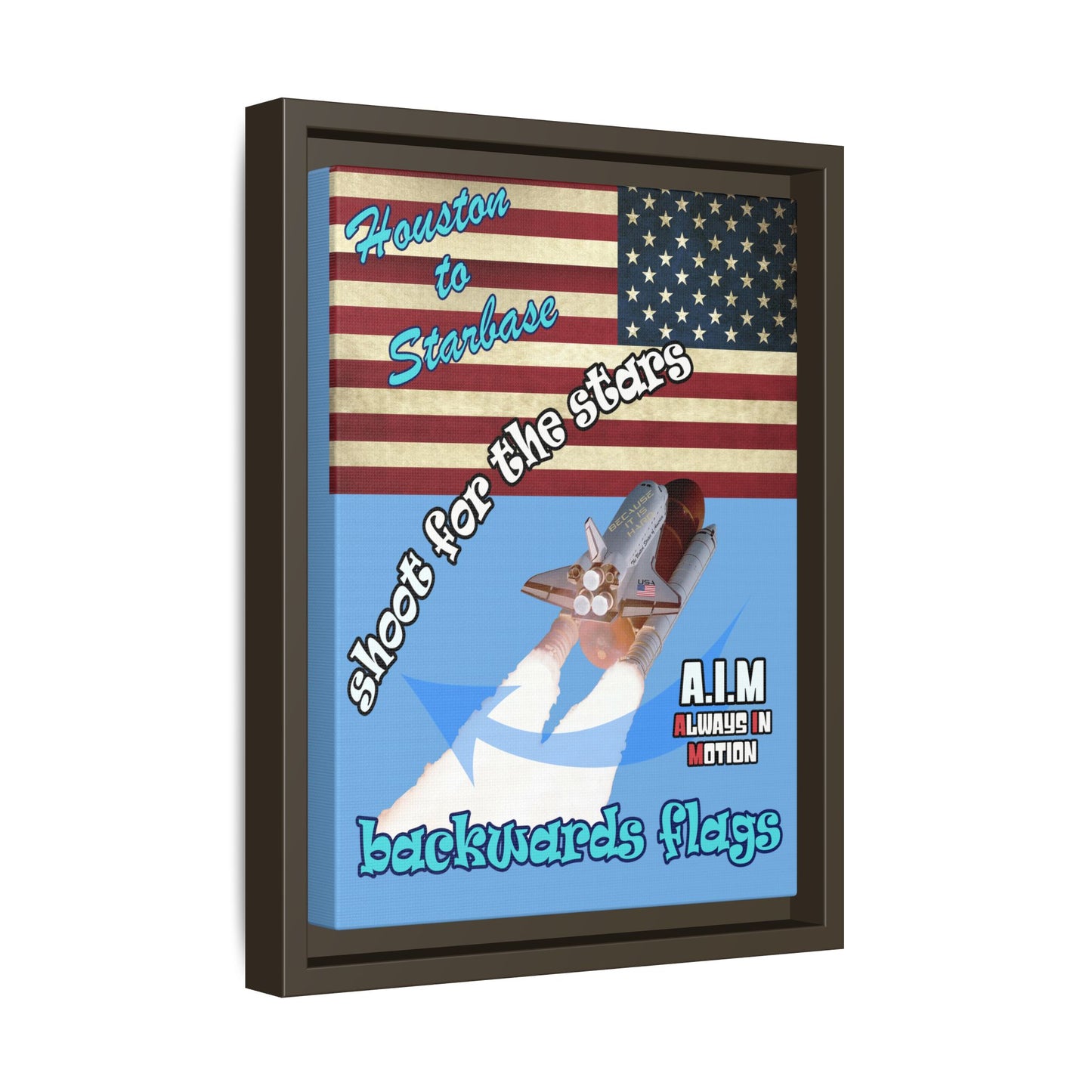 shoot for the stars - framed canvas art (light blue)