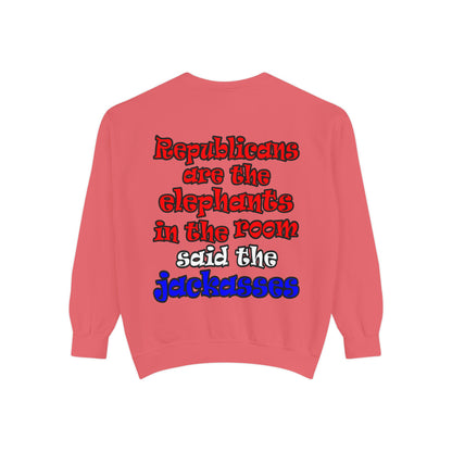 donkeys and elephants - Unisex Garment-Dyed Sweatshirt