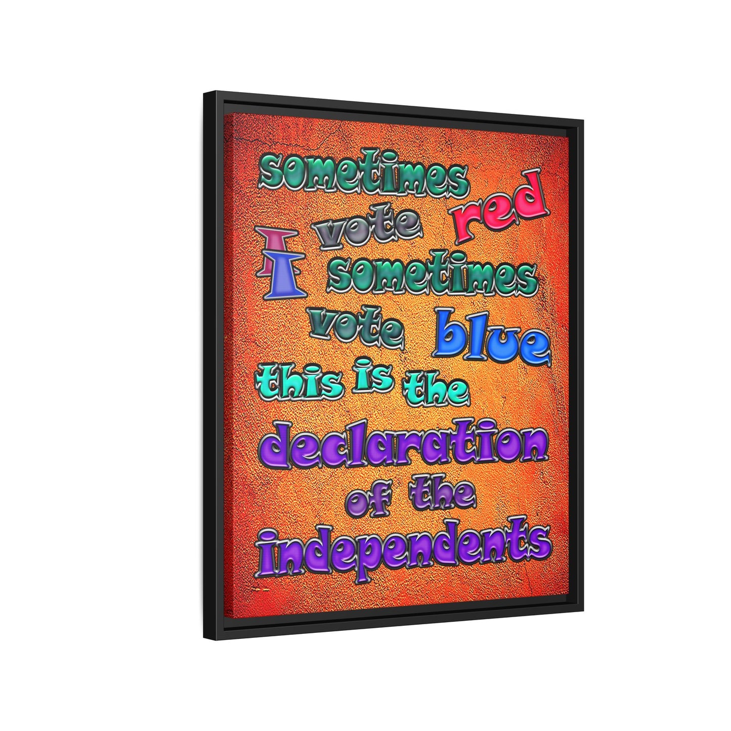 declaration of the independents - framed canvas art (burnt orange)