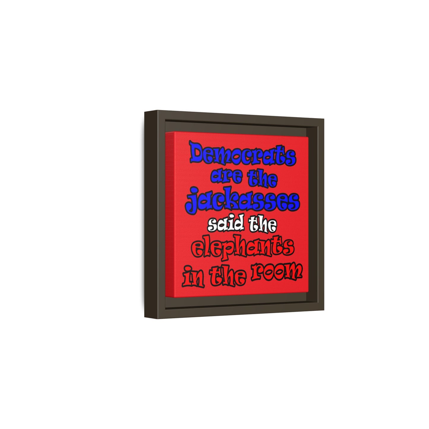 donkeys and elephants - framed canvas art (red)