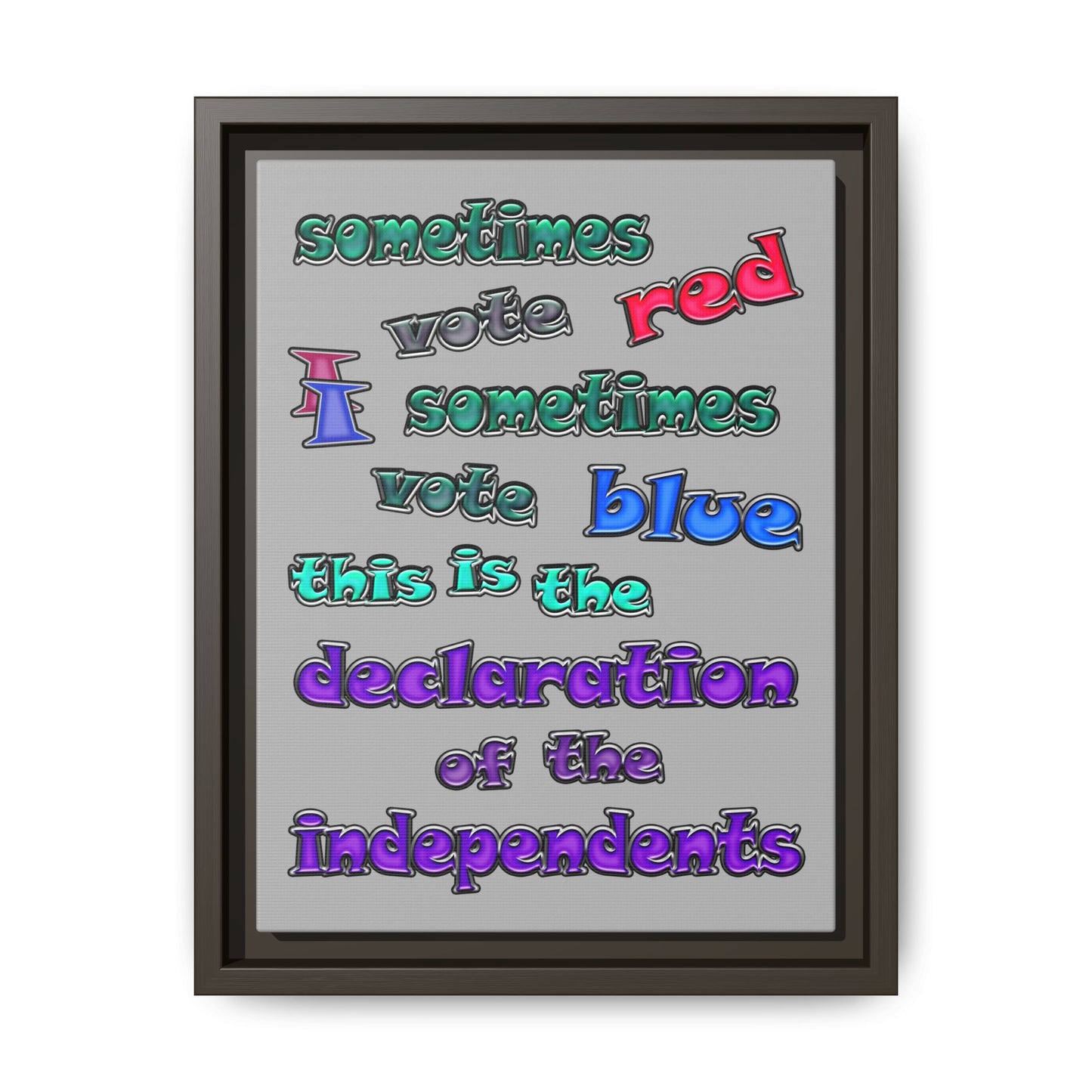 declaration of the independents - framed canvas art (light grey)