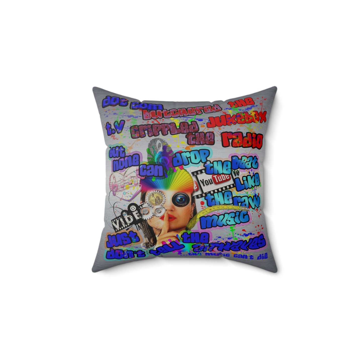 drop the beat - Faux Suede Square Pillow - (brushed nickel)