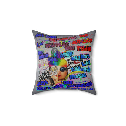 drop the beat - Faux Suede Square Pillow - (brushed nickel)