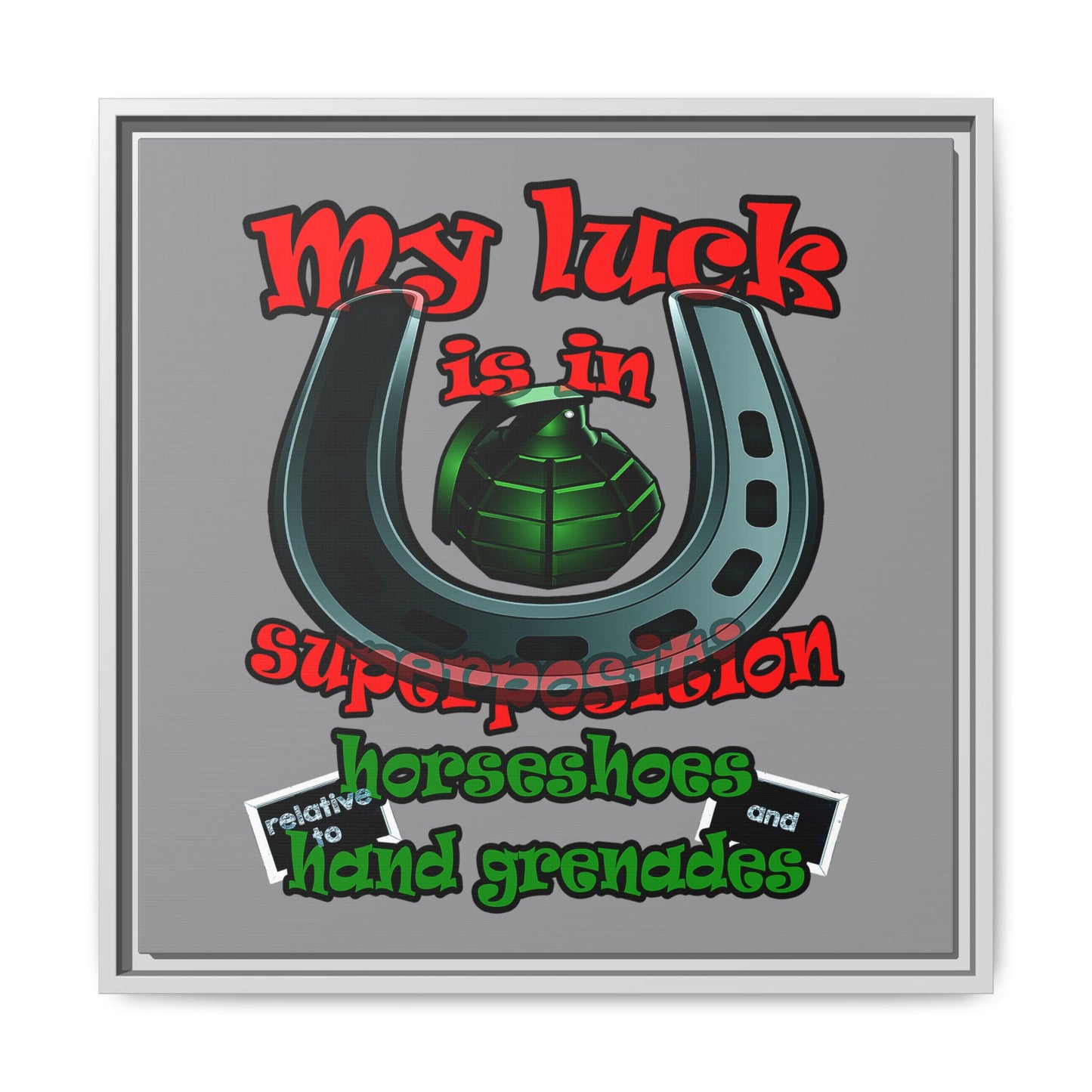 my luck - framed canvas art (grey)