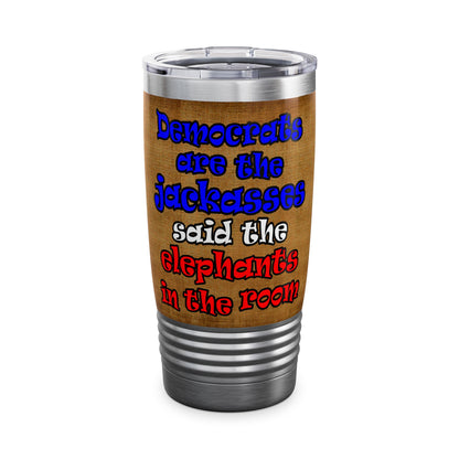 donkeys and elephants - Ringneck Tumbler, 20oz (brown papyrus)