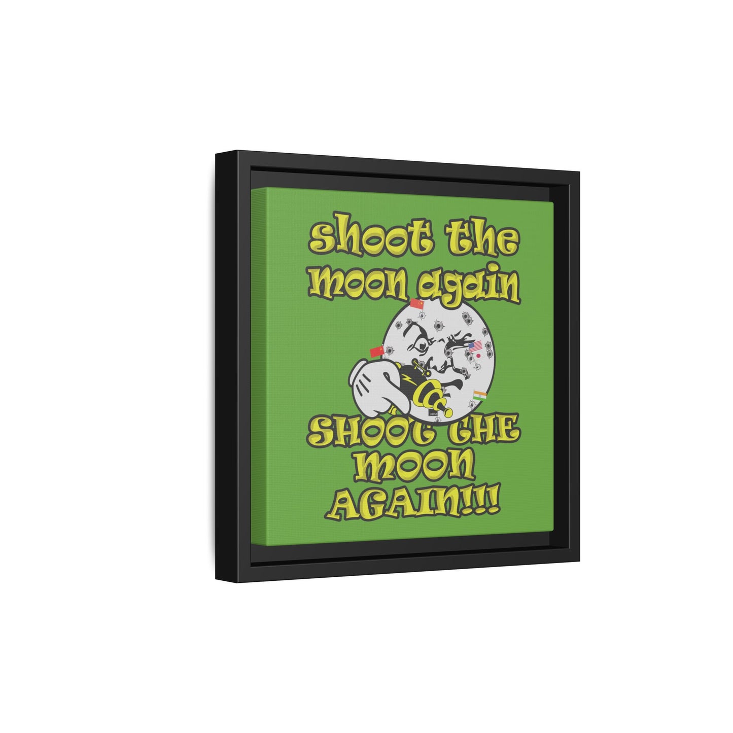 shoot the moon again - framed canvas art (green)