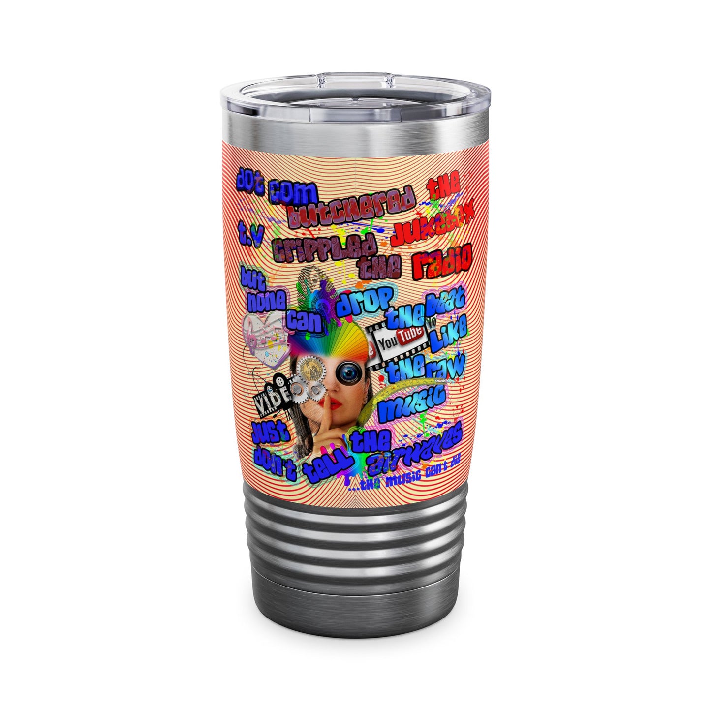 drop the beat - Ringneck Tumbler, 20oz  (yellow-orange wave)