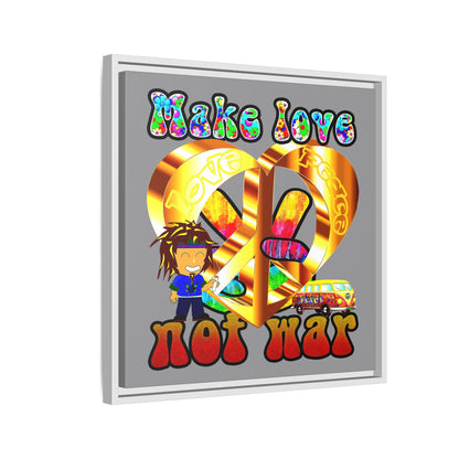 love peace - framed canvas art (grey)