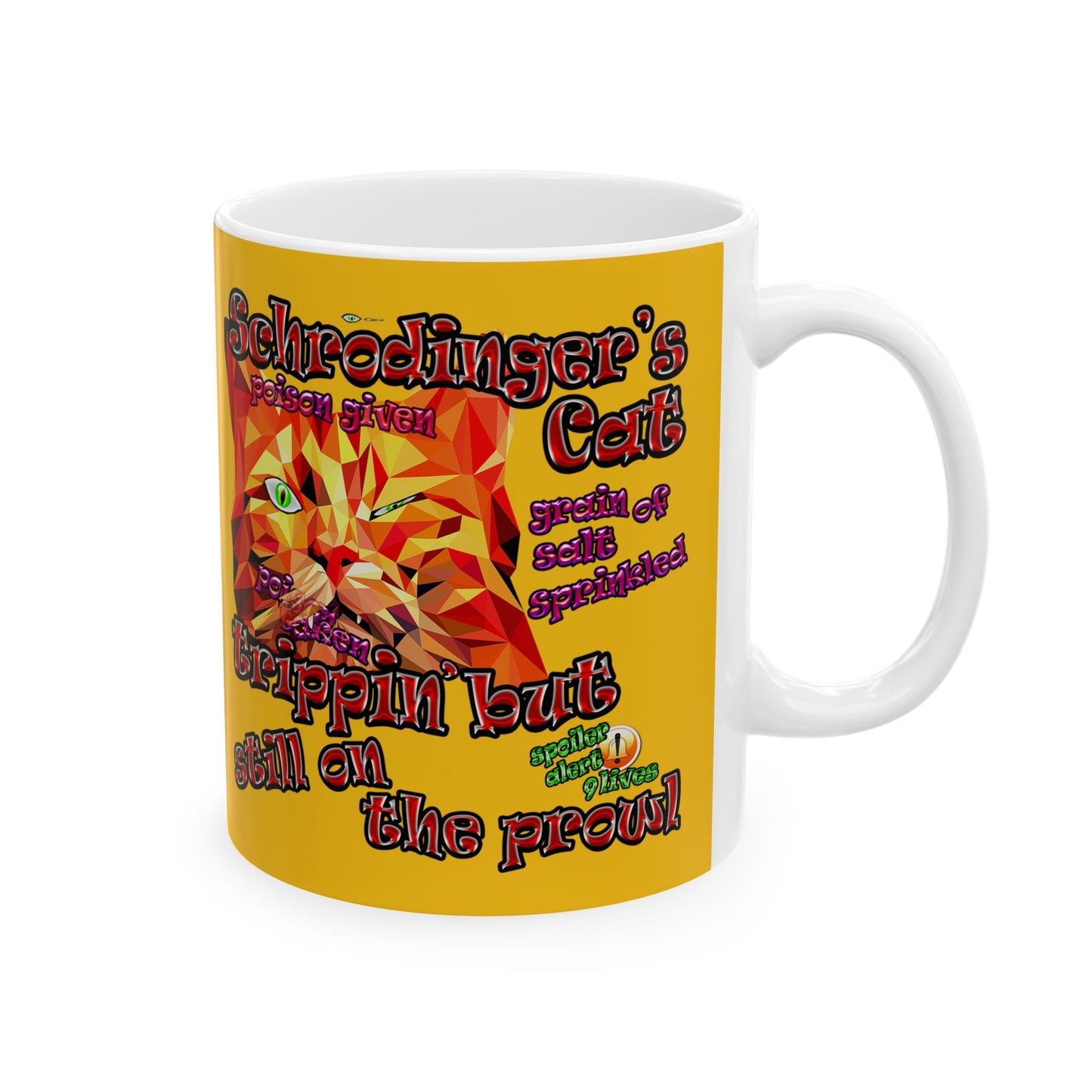 schrodinger's cat - White Mug (yellow)